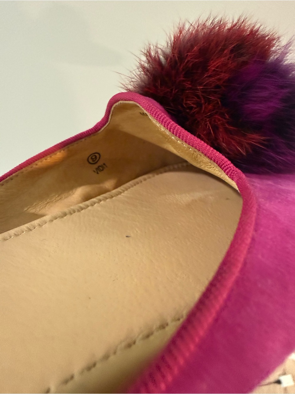 Yosi Samra Magenta Suede Pom-Pom Mules - Picture 5 of 5